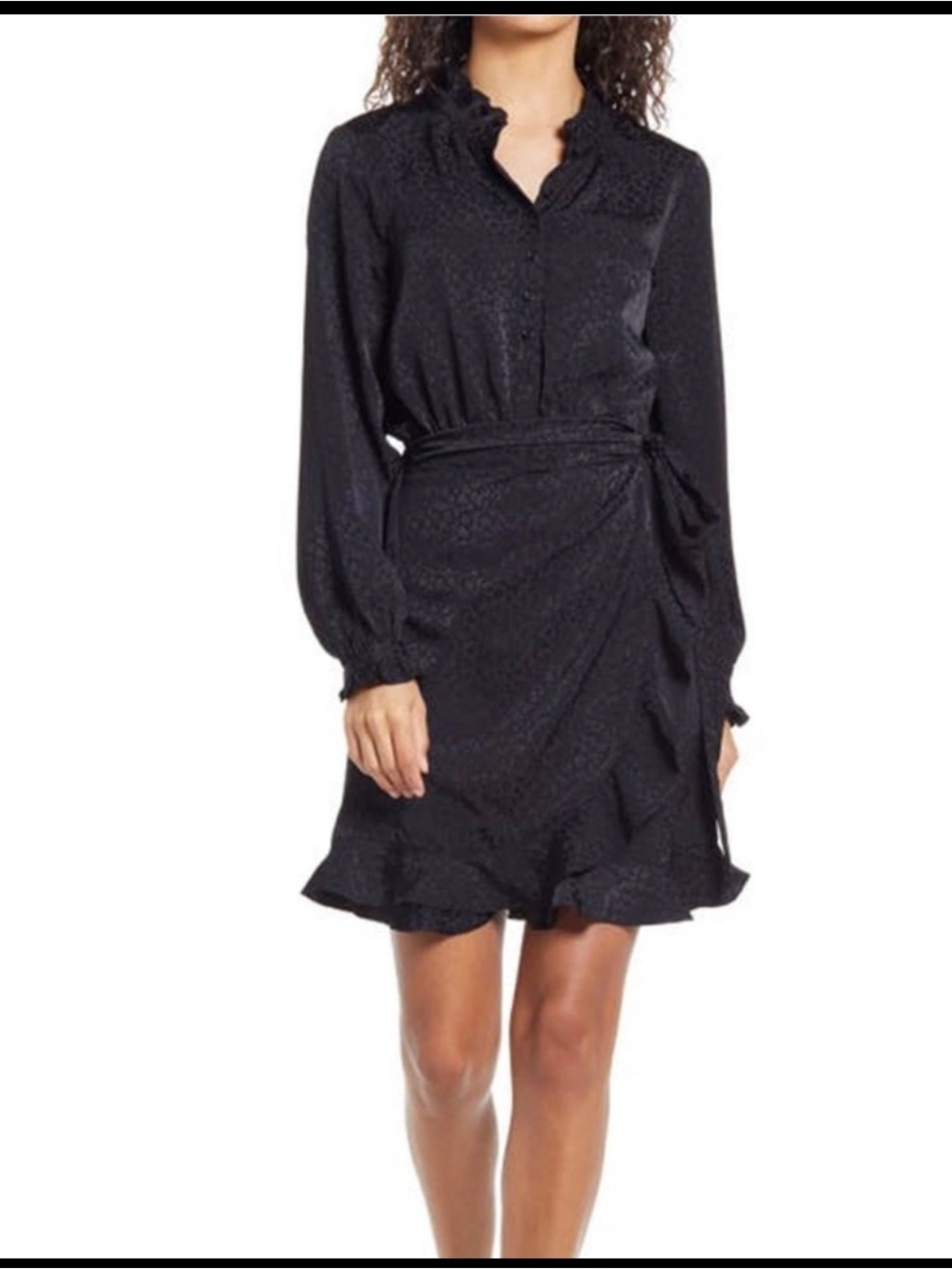 LILLY PULITZER ABRIANA LONG SLEEVE WRAP DRESS IN ONYX.